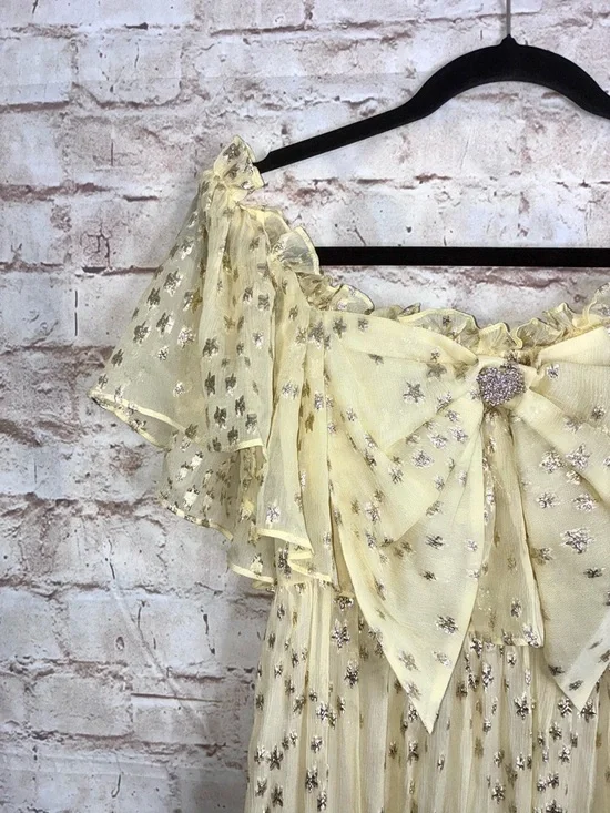 LoveShackFancy Ronny Metallic Star Maxi Dress in Sunflower Size 0 - Picture 7 of 12